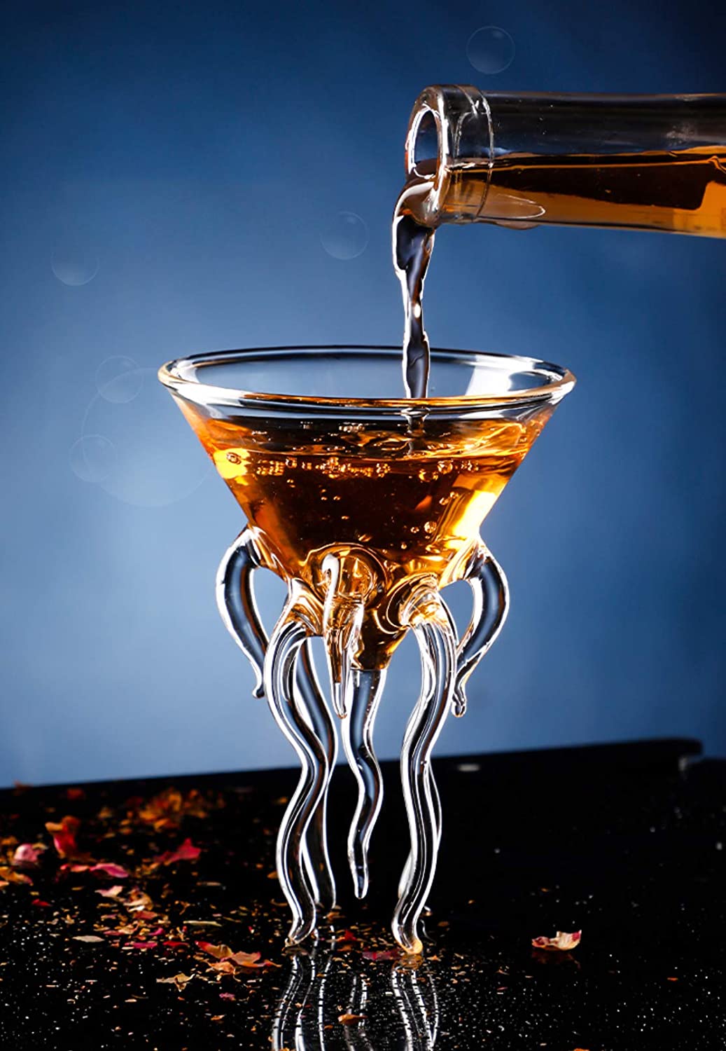 BINGBIAN Octopus Cocktail Glass Transparent Jellyfish Glass Cup Juice Glass Martini Glass 