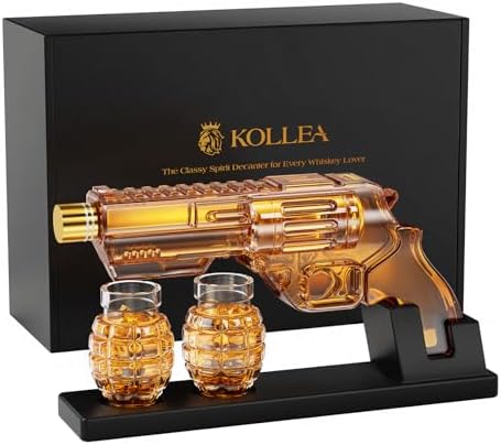 Whiskey Decanter Set with Grenade-Shaped Shot Glasses 1 Whiskey Decanter Set with Grenade-Shaped Shot Glasses