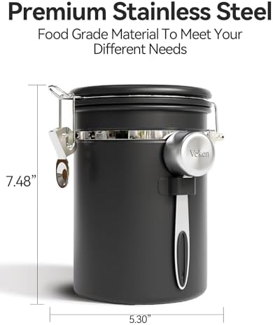 Coffee Canister with Window,Airtight Stainless Steel Pantry Container 2 Coffee Canister with Window,Airtight Stainless Steel Pantry Container - Image 2