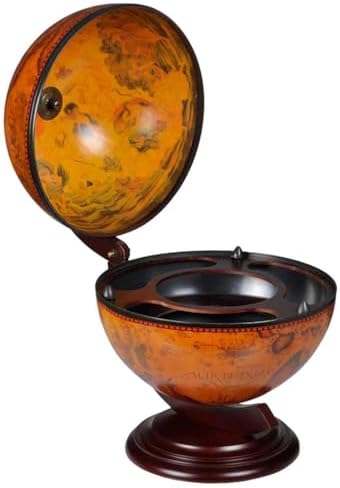 Rotatable Tabletop Globe Bar with 16th Century Nautical Maps & Antique Frescoes