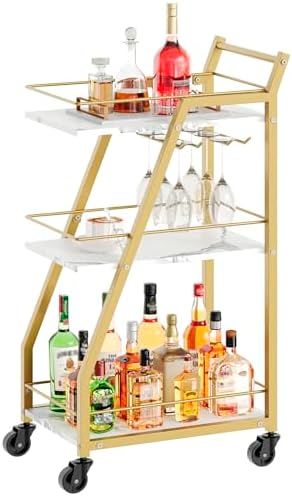 Marble White and Gol Bar Cart for The Home Bars