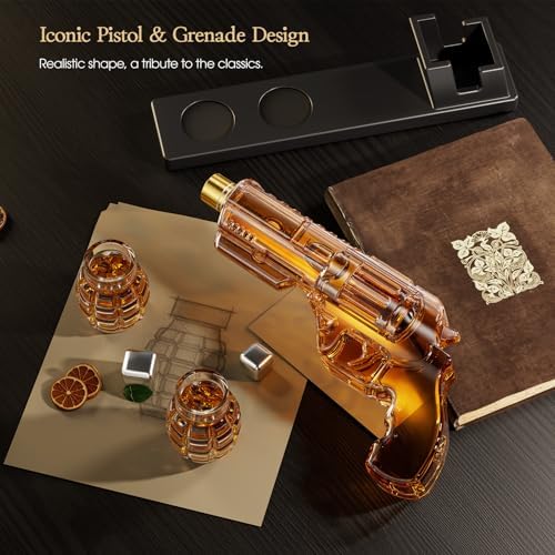 Whiskey Decanter Set with Grenade-Shaped Shot Glasses 2 Whiskey Decanter Set with Grenade-Shaped Shot Glasses - Image 2