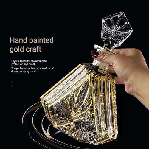 Hand-painted Old fashioned Gold Decanter Set 7 Hand-painted Old fashioned Gold Decanter Set - Image 7